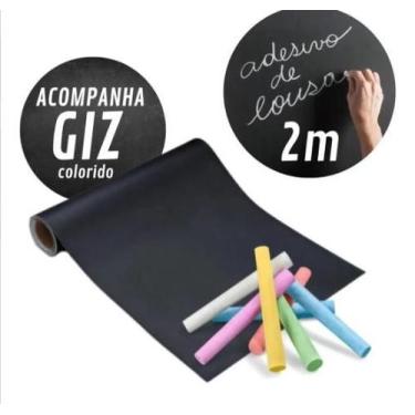 Imagem de Papel De Parede Adesivo Quadro Negro Com Giz Multicolorido PVC 2 Metro