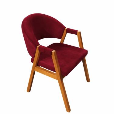 Imagem de Cadeira Milano Estofada em Veludo com Base de Madeira Vinho Liberty Móveis