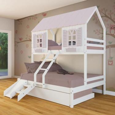 Imagem de Treliche Casal/ Solteiro Casinha Bela Com Kit Escada/escorregador - Ma