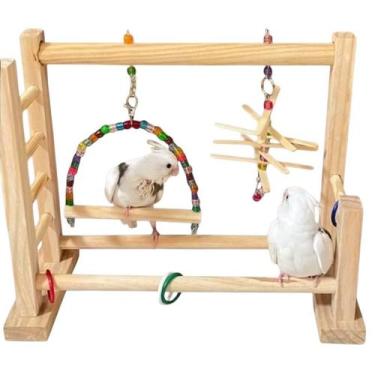 Imagem de Parquinho Playground Rústico Médio M Reforçado para Aves Calopsita Rin