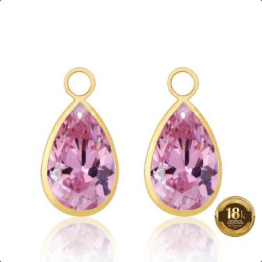 Imagem de Pingente para Brinco em Ouro 18k Gota 8mm Rosa - S. Demór Joias