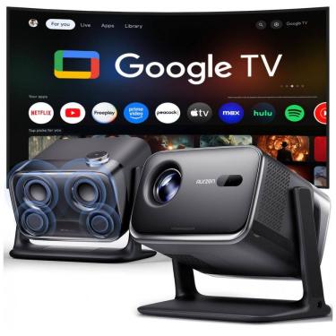 Imagem de Mini Projetor Aurzen Preto Google TV WiFi Bluetooth Dolby Audio 1080P Boom Mini 120W