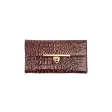 Imagem de Carteira feminina de couro croco Kate 10,5x19,5cm-Feminino