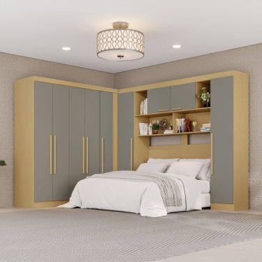 Imagem de Guarda-roupa de Canto Modulado 9 Portas 2 Gavetas Argentina Jequitibá/Granizo