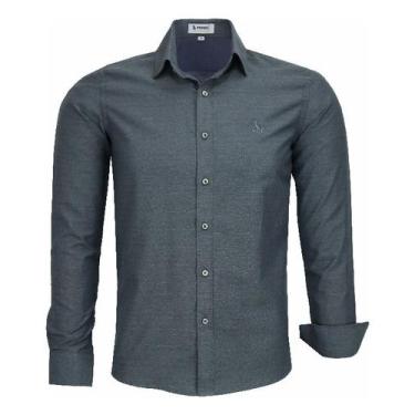 Imagem de Camisa Manga Longa Slim Masculina Amil Passa Fácil 1863, Chumbo, 6