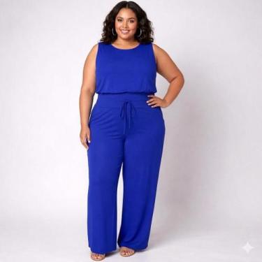 Imagem de Calça Feminina Plus Blessed Conforto E Estilo 6101 -, Azul, G3 (54/56)