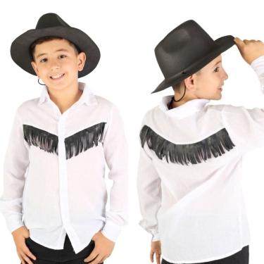 Imagem de Camisa Country Infantil Branca com Franjas Cowboy Cowgirl Festa Junina