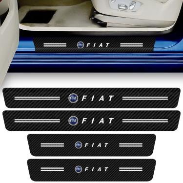 Imagem de Kit Adesivo para Soleira de Porta Dianteira e Traseira Seven Smart Compatível Fiat Proteção Anti Arranhões Fibra