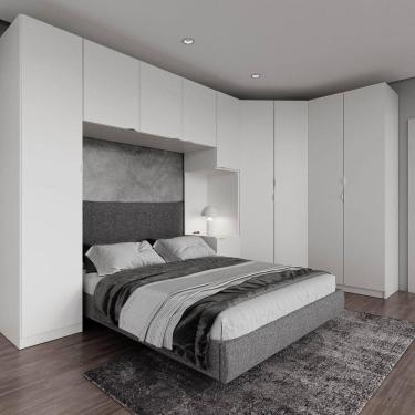 Imagem de Guarda Roupa Modulado de Casal 10 Portas 5 Peças Hera CabeCasa MadeiraMadeira Branco Geada