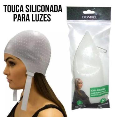 Imagem de Touca Silicone Branca Tratamento Cabelo Mechas Profissional Barbearia 