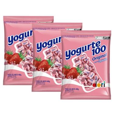 Imagem de Bala Yogurte 100 Morango Dori 400g - 3 Pacotes