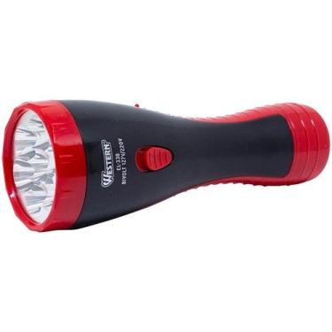 Imagem de Lanterna Recarregável Western Curta 7 Leds, Vermelho e Preto, Bivolt