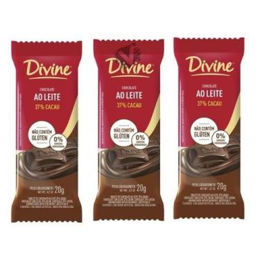 Imagem de Kit 3 Barra de Chocolate Divine Ao Leite 37% Cacau 20g