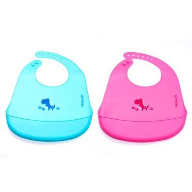 Imagem de Babador De Silicone Bebê Pega Migalhas Fecho Ajustável - VRASALON, Azu