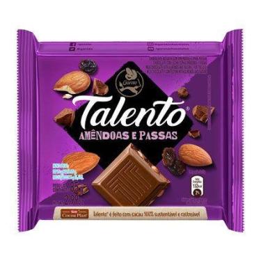 Imagem de Barra de Chocolate Garoto Talento 85g Amêndoa e Passas (roxo)
