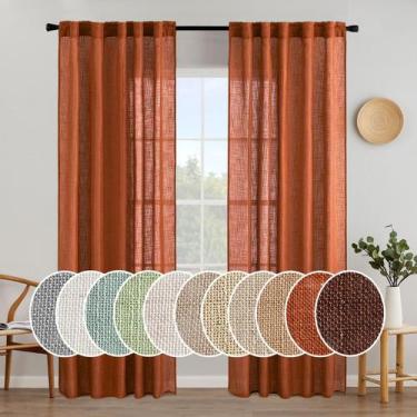 Imagem de Cortinas MIULEE Rust 213 cm de comprimento, 2 painéis, linho texturiza