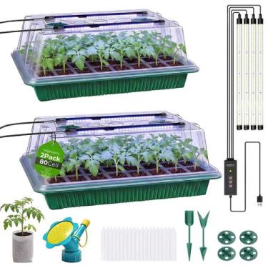 Imagem de Kit de bandejas para germinação de sementes MQHUAYU com 80 células e l