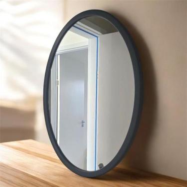 Imagem de Espelho oval com moldura e pintura preta 48x68 - LUXS GLASS