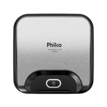 Imagem de Sanduicheira e Grill Philco 2 em 1 Inox 800W PGR26A, 110V