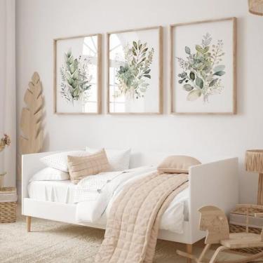 Imagem de Conjunto de arte de parede Joocrise Watercolor Botanical Canvas 30x40c