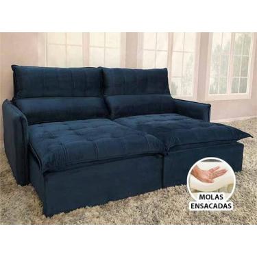 Imagem de Sofá Retrátil Reclinável 2,25 m Azul 325 Leticia - Alpoim