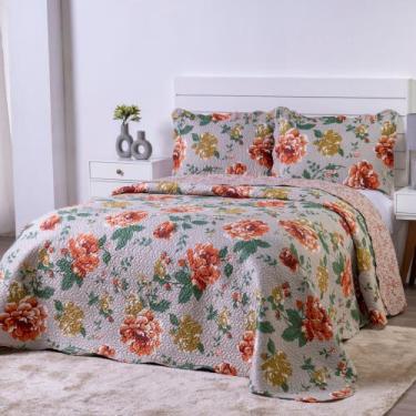 Imagem de Colcha Bouti Cobre Leito Tecido Estampado Dupla Face 03 Peças - Matela