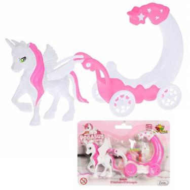 Imagem de Carruagem De Princesa Infantil Rosa Com Cavalo Alado Pegasus Magico Pa