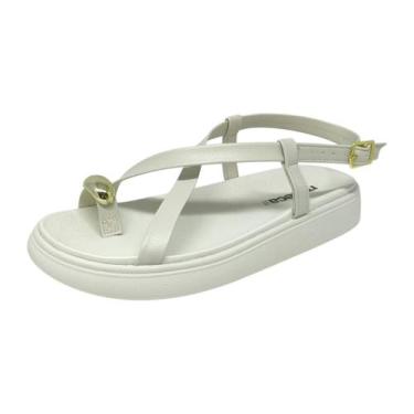 Imagem de Sandália Feminina Flatform Conforto Tira de Dedão Moleca, Branco off, 