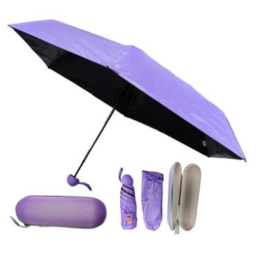 Imagem de Guarda Chuva Cápsula De Bolsa Mini Portátil Resistente Dobrável Com Ca