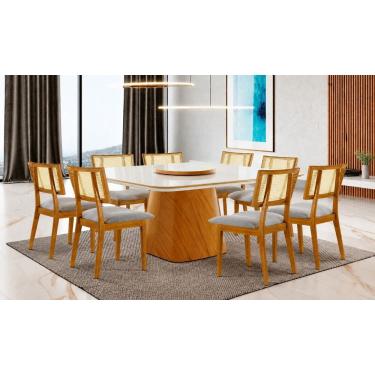 Imagem de Sala de jantar quadrada 8 cadeiras maciça- Dubai - Imperial