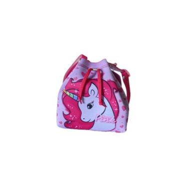 Imagem de Bolsa Infantil Bucket Estampa Unicórnio Corações - Princesa Pink
