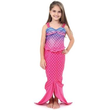 Imagem de Fantasia Ariel Infantil Sereia Rosa Princesa Com Cauda Longa - Sulamer