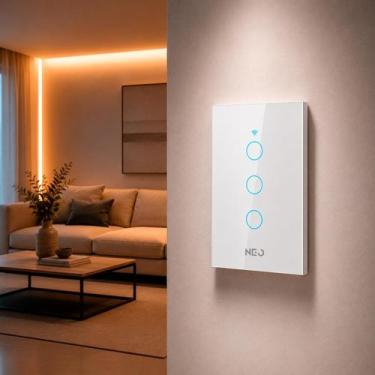 Imagem de Interruptor Inteligente Smart Wi-fi Alexa google 3 Botões 4x2 Bivolt B
