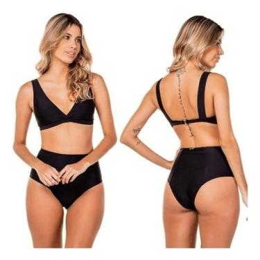 Imagem de Biquíni Hot Pant Cintura Alta Compress Preto Asa Delta - Sachii