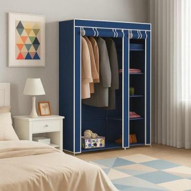 Imagem de Guarda-Roupa Modular Azul com Zíper e 5 Compartimentos para Closet, Qu