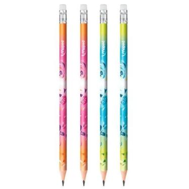 Imagem de Kit com 4 Lápis Preto Maped Mini Cute HB com Borracha
