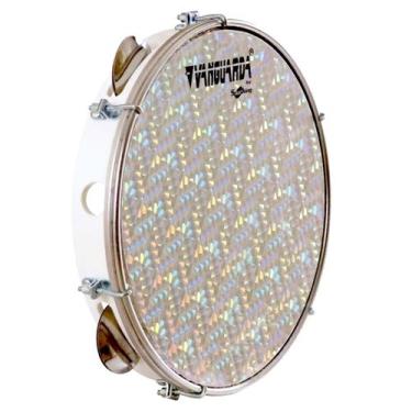 Imagem de Pandeiro Vanguarda Spanking Abs Branco 10" Pele Holográfica, Vanguarda