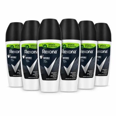 Imagem de Kit 6 Desodorante Rollon Rexona Invisible 72h 50ml