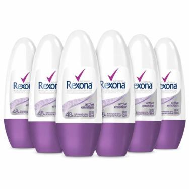 Imagem de Kit 6 Desodorante Rollon Rexona Controle Inteligente Active Emotion 50