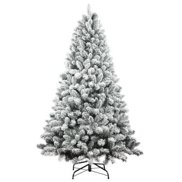 Imagem de Árvore de Natal Maylaviu Flocked Artificial de 6 pés com pinha