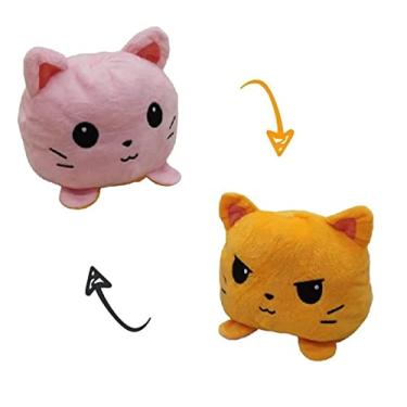 Imagem de Pelucia Gatinho Reversível TikTok Feliz e Triste Pelúcias do Humor Igual Polvo Emoções (Gatinho Rosa/Laranja)