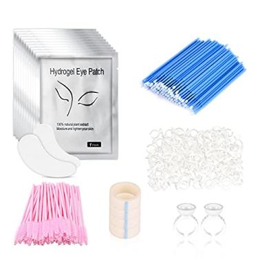 Imagem de Zwbfu Kit de extensão de cílios Pincel para rímel para cílios Varinha Cotonetes Cola Porta-anéis de gel para os olhos Fita de extensão de cílios para iniciantes