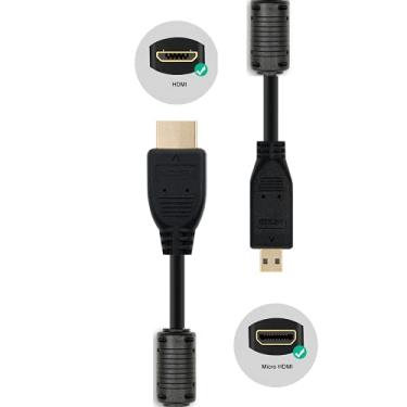 Imagem de Cabo HDMI x Micro-HDMI 2.0 4K Ultra HDR com Filtro de Anti Ruído Duplo (1 Metro)