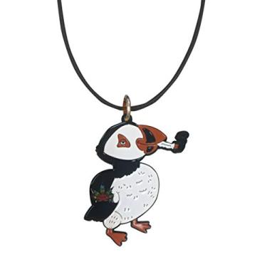 Imagem de Pingente de metal esmaltado com cordão preto de 49,5 cm de comprimento de tubarão, amigo fofo de pássaro e amigos fumantes