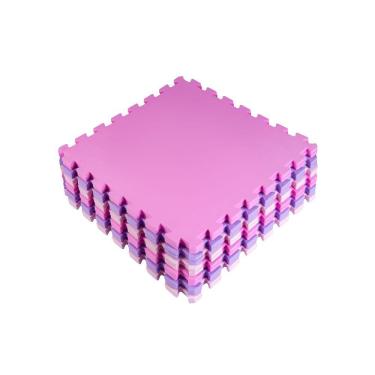 Imagem de Kit 10 Placas Tatame Tapete Eva Infantil 50x50x1cm Bebê - Rosa Claro, Pink e Lilás