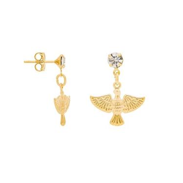 Imagem de Brinco Rommanel Banhado Ouro Cristal Com Espírito Santo Pendurado 525252