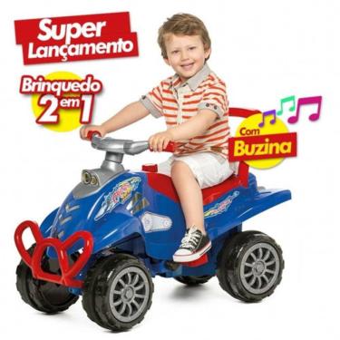 Imagem de Cross Turbo Calesita Quadriciclo Infantil Carrinho de Passeio Pedal 2 Em 1 Azul