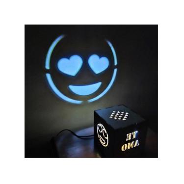 Imagem de Luminária cubo refletiva emojis apaixonados