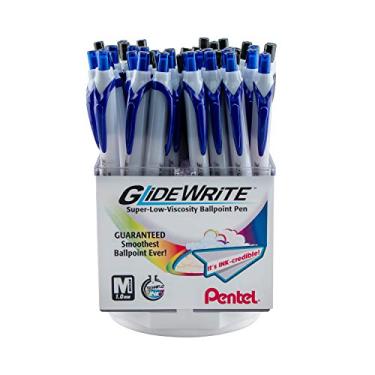 Imagem de Pentel GlideWrite com caneta esferográfica de tinta TechniFlo, (1,0 mm) Med. Line, tinta preta/azul, 48 peças (BX910AC-4)