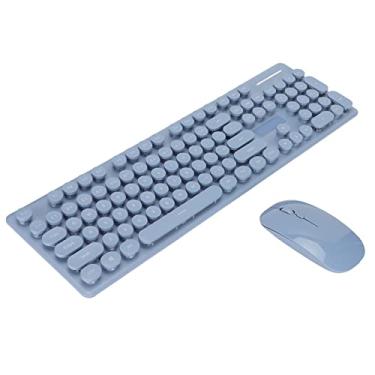 Imagem de Teclado combo de mouse, teclado ergonômico de 104 teclas, 800 1000 1200 1600 DPI, máquina de escrever 2,4G sem fio e Bluetooth Retro Low Noise Keycaps teclado e mouse Set, para Win, para OS X (azul)